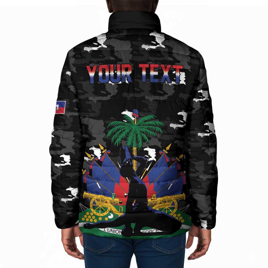 Personalized Haiti Map Camouflage Padded Jacket Unique Style - Wonder Print Shop