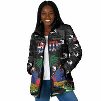 Personalized Haiti Map Camouflage Padded Jacket Unique Style - Wonder Print Shop
