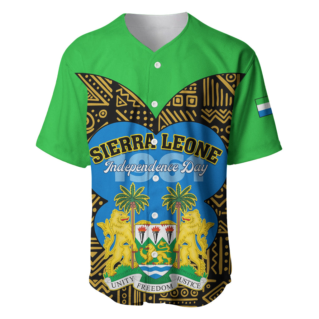 Sierra Leone Independence Day 2024 Baseball Jersey Happy 63rd Anniversary African Pattern - Wonder Print Shop