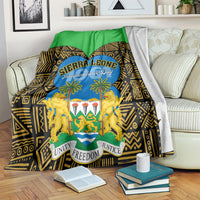 Sierra Leone Independence Day blanket, green back with black-gold patterned design and lion crest
