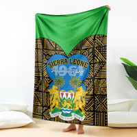 Sierra Leone Independence Day blanket hanging, green top with black-gold geometry and lion emblem