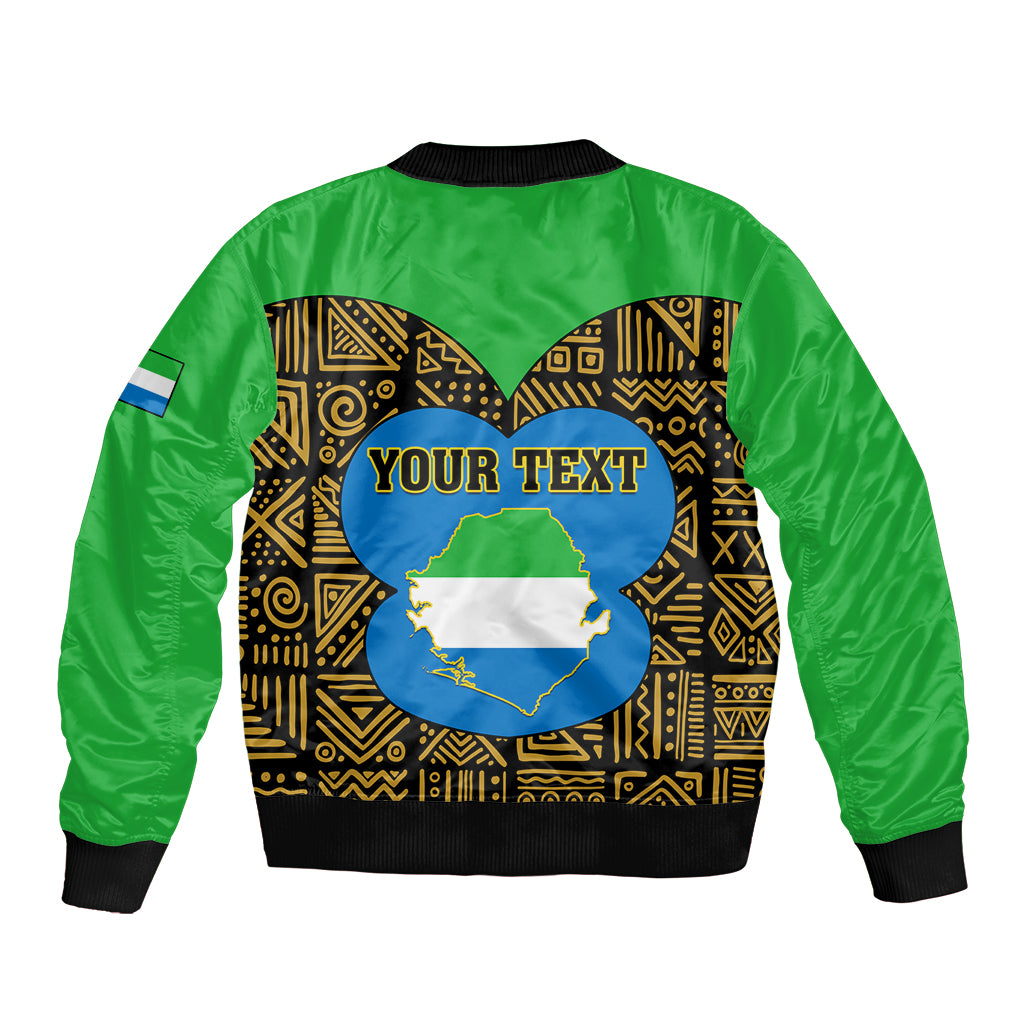 Unisex green bomber jacket, back graphic heart with map, black ribbed hem and cuffs