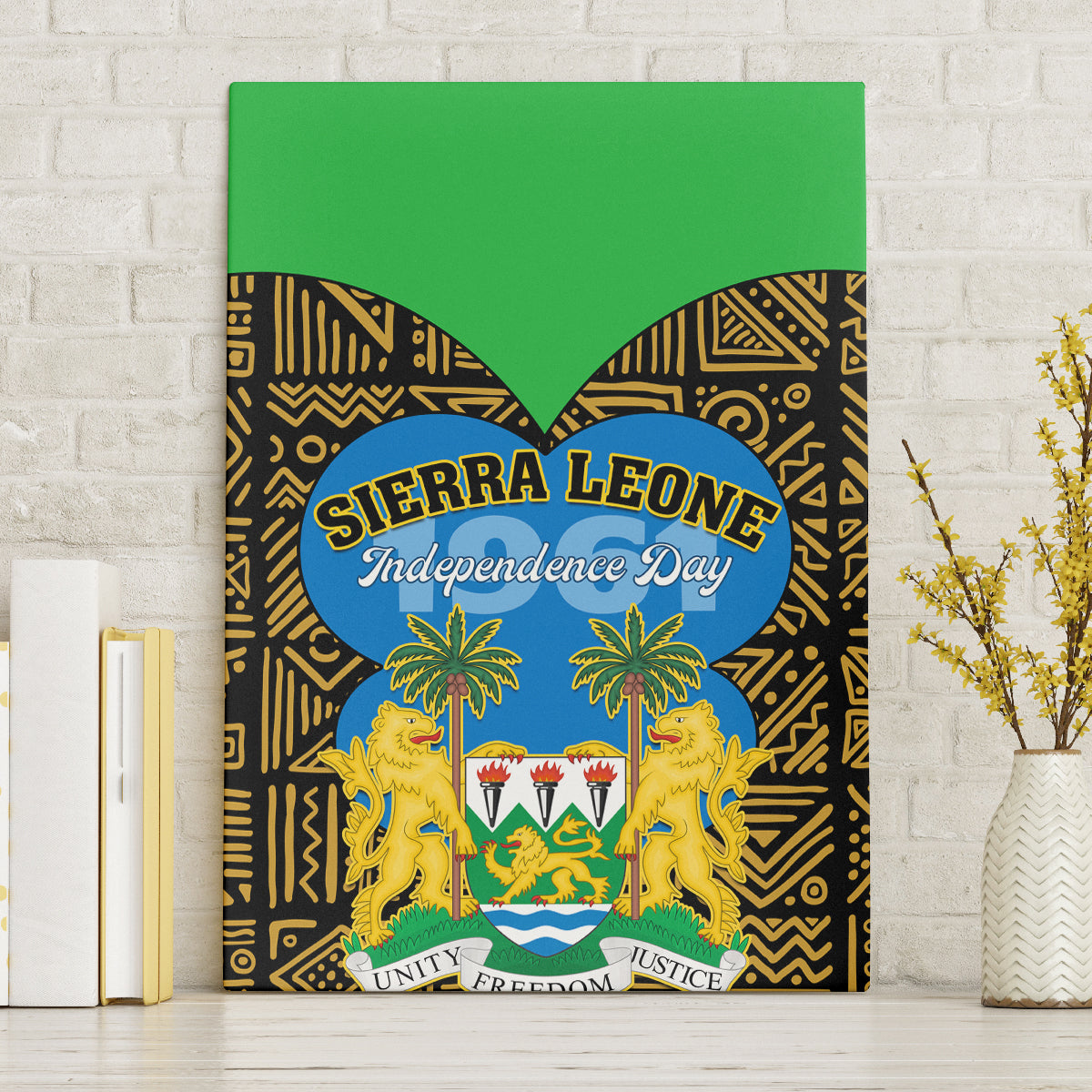 Sierra Leone Independence Day 2024 Canvas Wall Art Happy 63rd Anniversary African Pattern - Wonder Print Shop