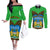 Sierra Leone Independence Day 2024 Couples Matching Off The Shoulder Long Sleeve Dress and Long Sleeve Button Shirt Happy 63rd Anniversary African Pattern