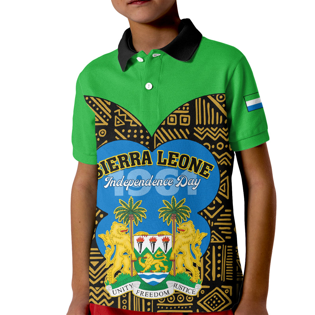 Sierra Leone Independence Day 2024 Kid Polo Shirt Happy 63rd Anniversary African Pattern - Wonder Print Shop