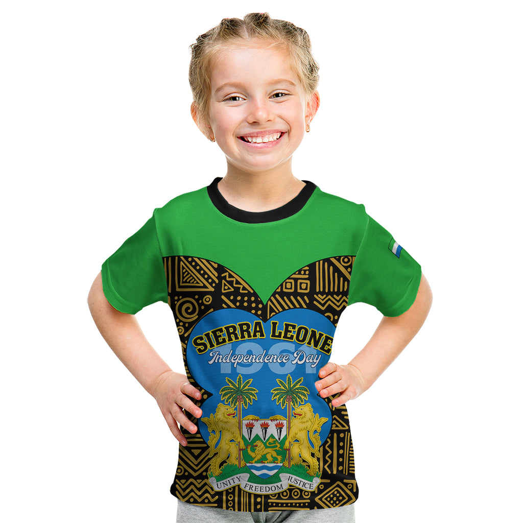 Sierra Leone Independence Day 2024 Kid T Shirt Happy 63rd Anniversary African Pattern - Wonder Print Shop