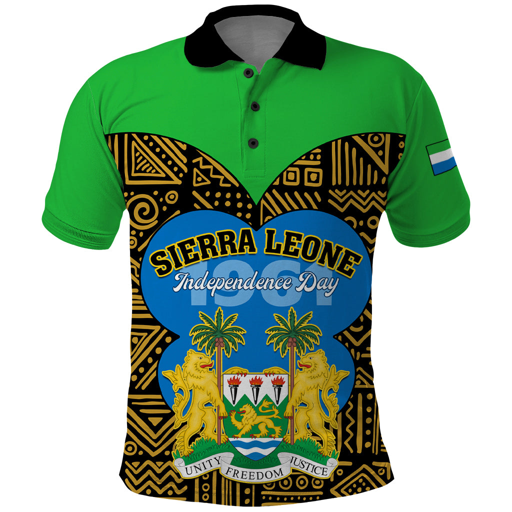 Sierra Leone Independence Day 2024 Polo Shirt Happy 63rd Anniversary African Pattern