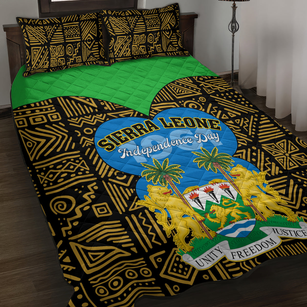 Sierra Leone Independence Day 2024 Quilt Bed Set Happy 63rd Anniversary African Pattern