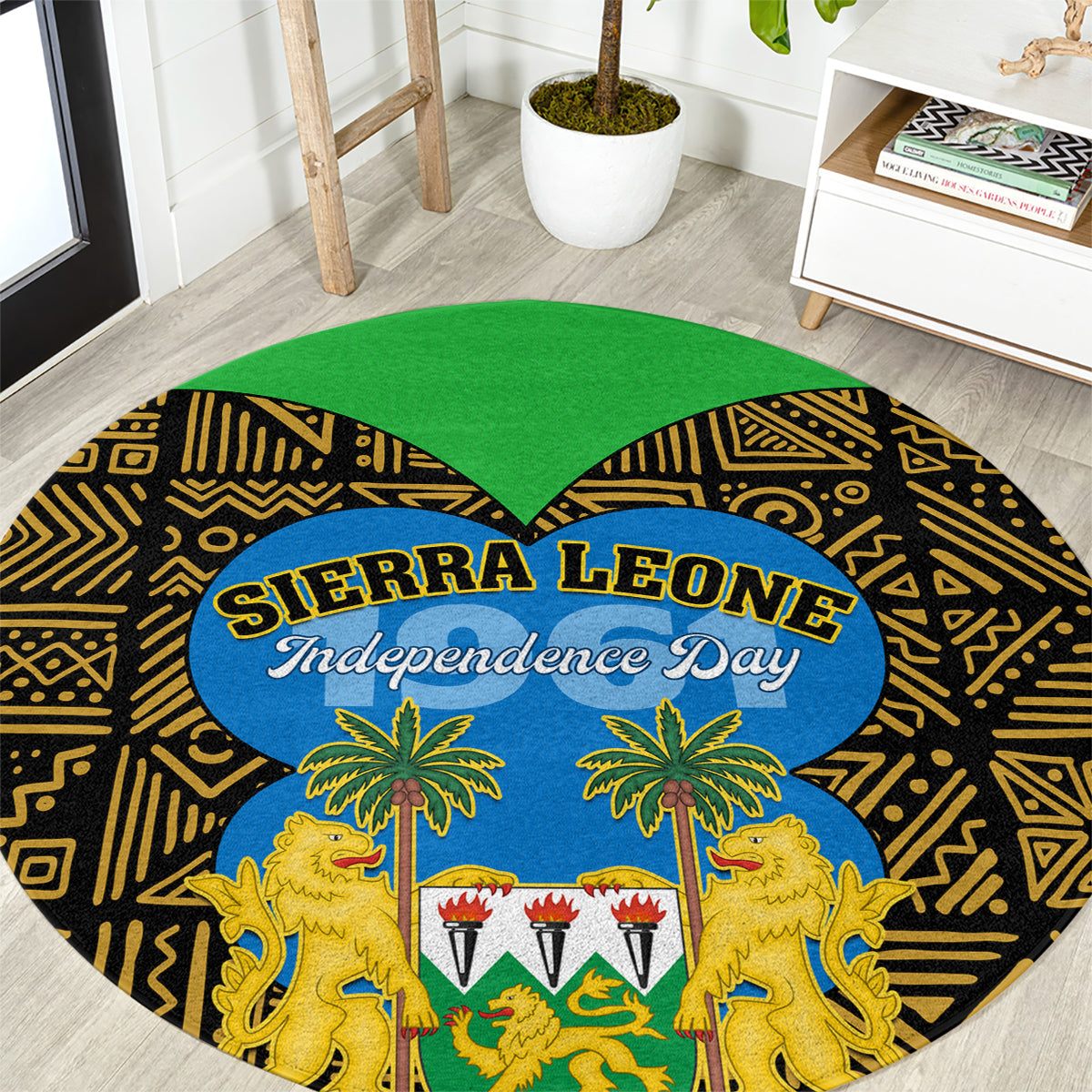 Sierra Leone Independence Day 2024 Round Carpet Happy 63rd Anniversary African Pattern