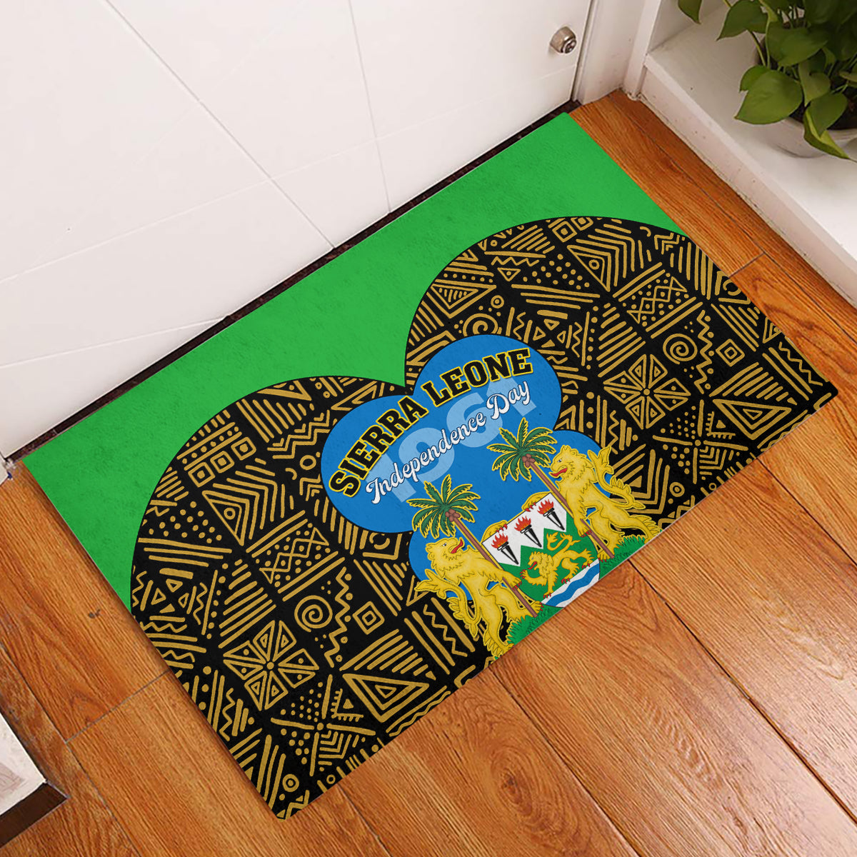 Sierra Leone Independence Day 2024 Rubber Doormat Happy 63rd Anniversary African Pattern