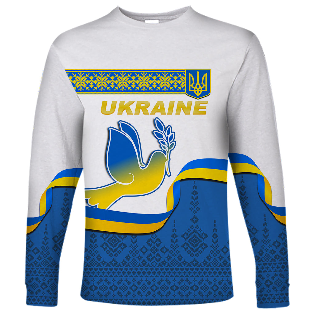 Ukraine Long Sleeve Shirt Ukrainian Map Vyshyvanka Pattern - Wonder Print Shop