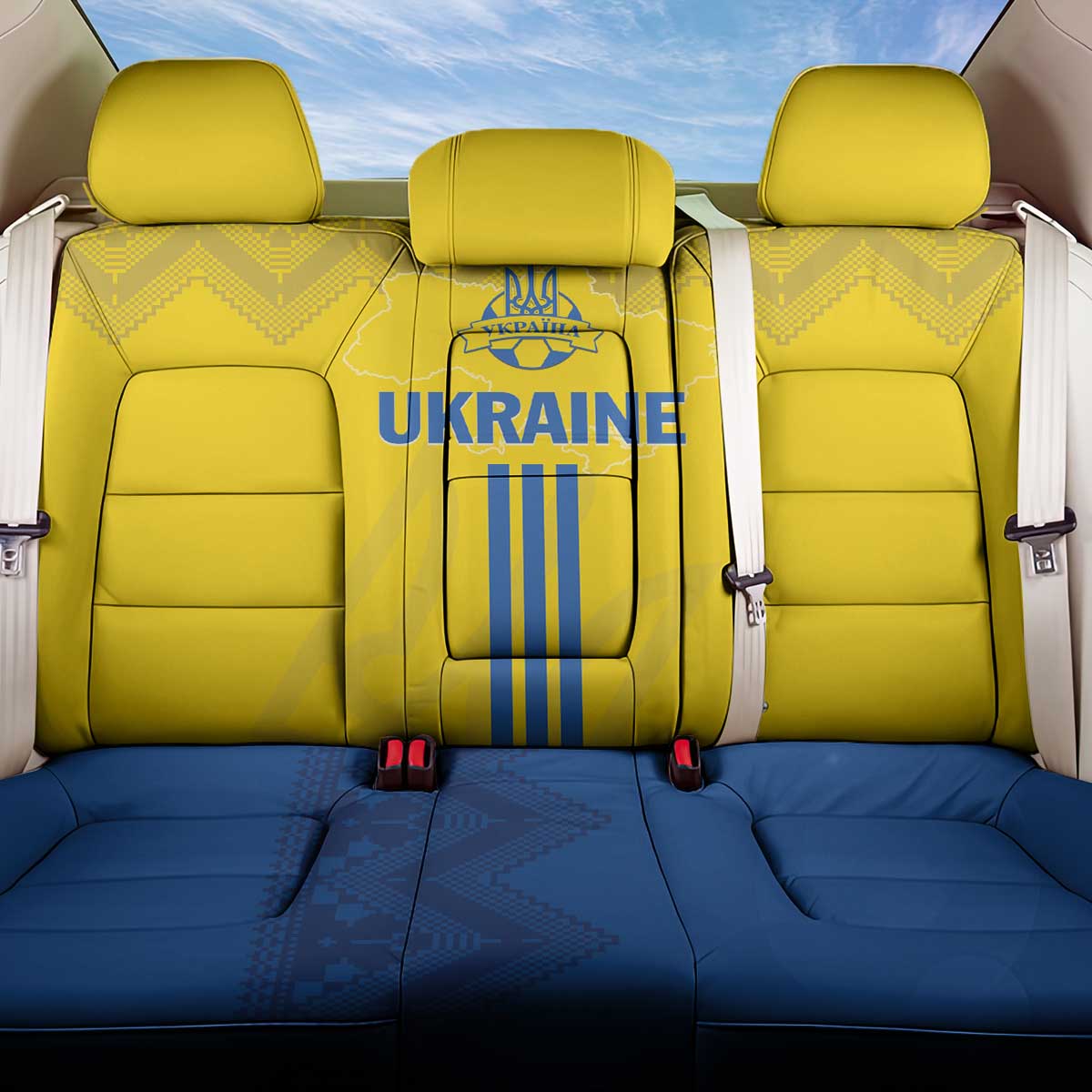 Ukraine 2024 Football Back Car Seat Cover Ukrainian Folk Pattern - Wonder Print Shop