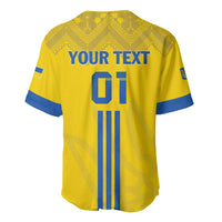 Yellow back football jersey with YOUR TEXT and number 01, blue collar and trim