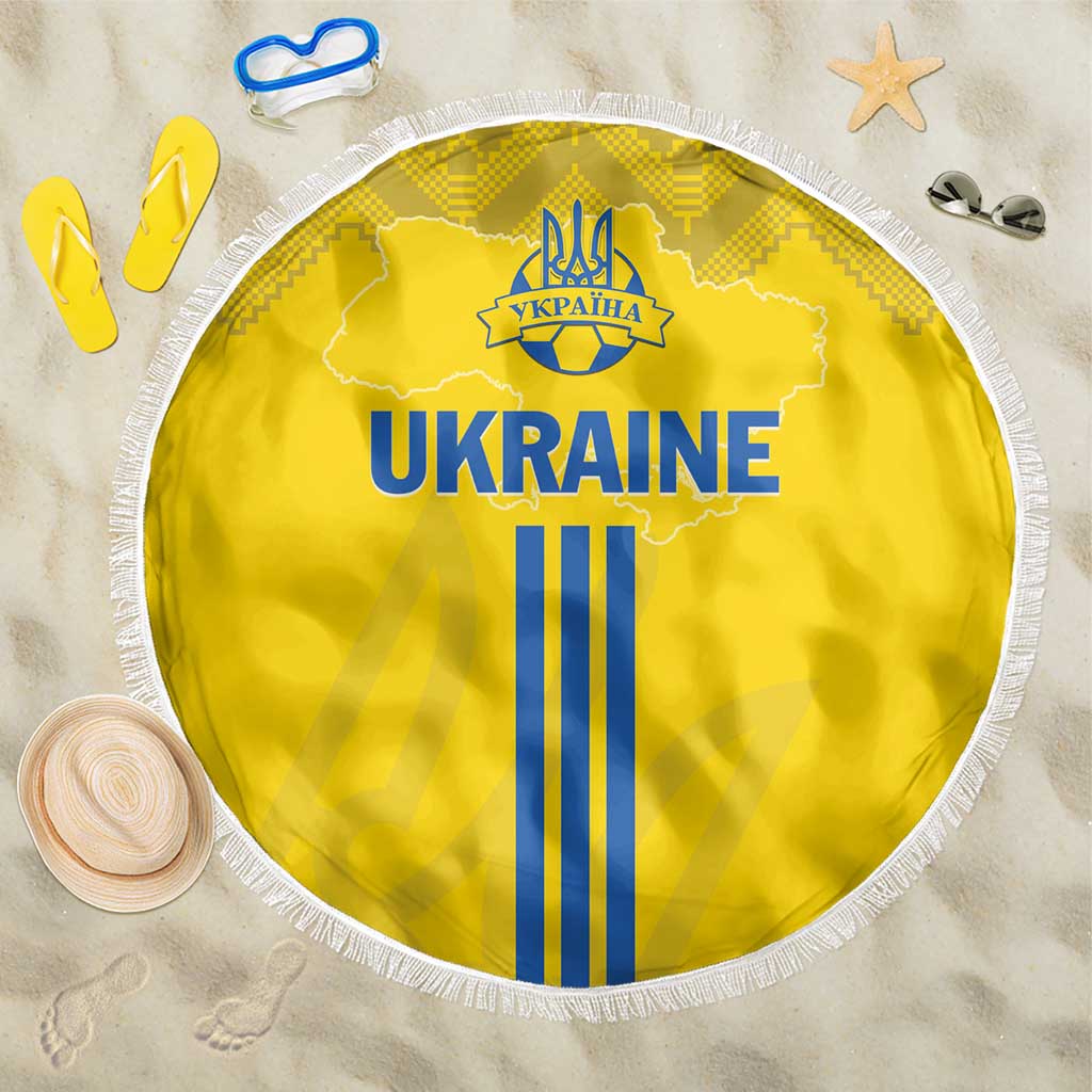 Ukraine 2024 Football Beach Blanket Ukrainian Folk Pattern - Wonder Print Shop