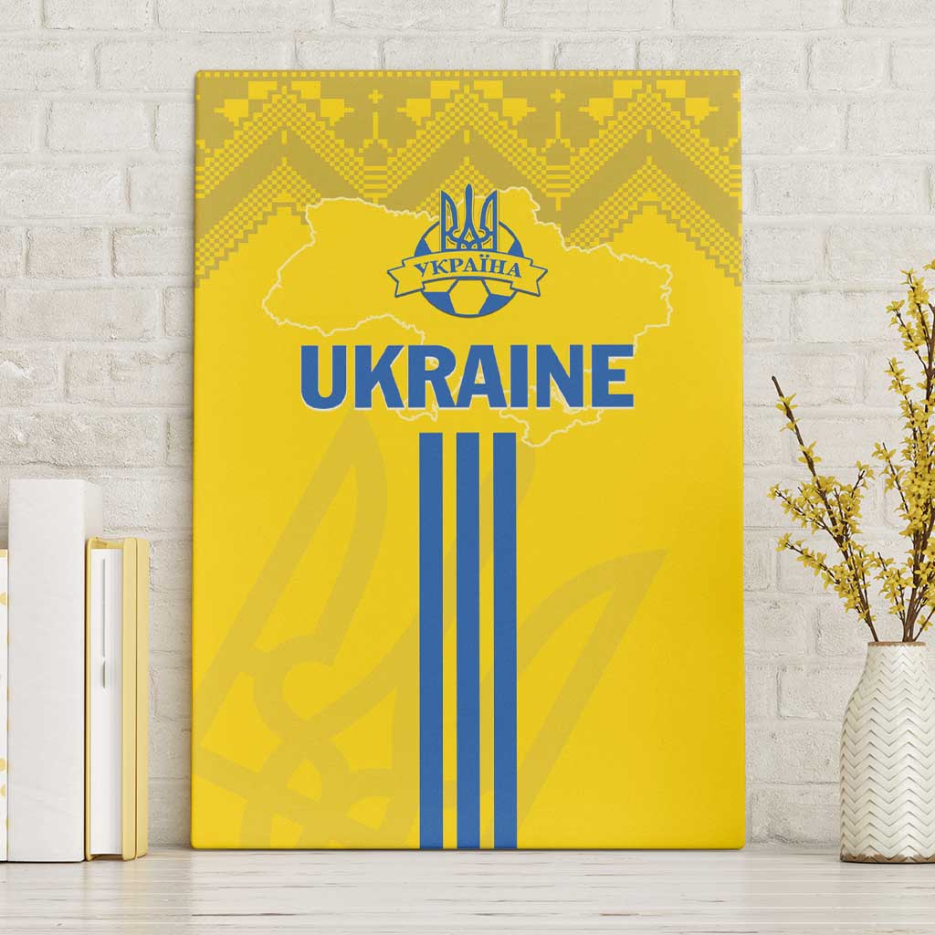 Ukraine 2024 Football Canvas Wall Art Ukrainian Folk Pattern - Wonder Print Shop