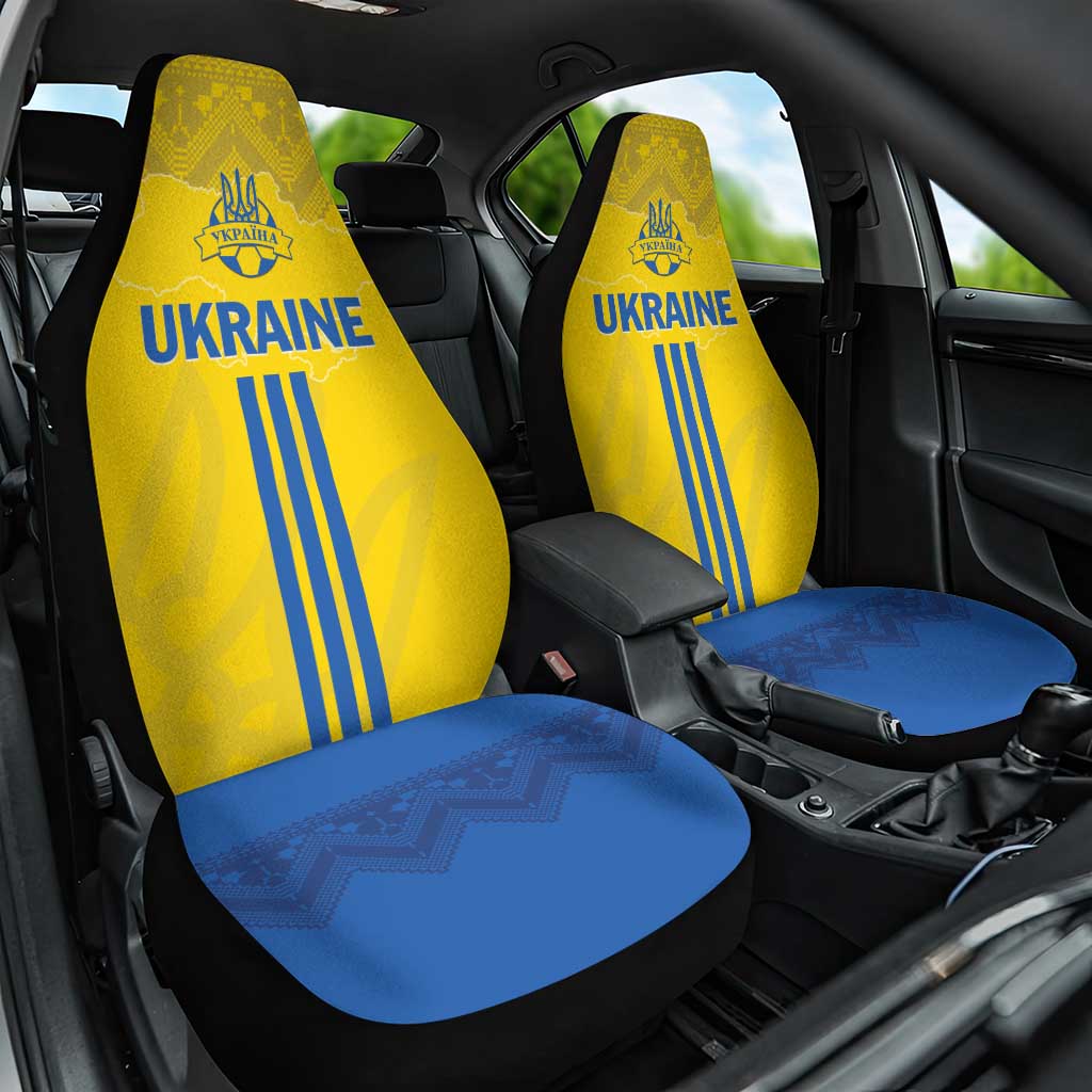 Ukraine 2024 Football Car Seat Cover Ukrainian Folk Pattern - Wonder Print Shop