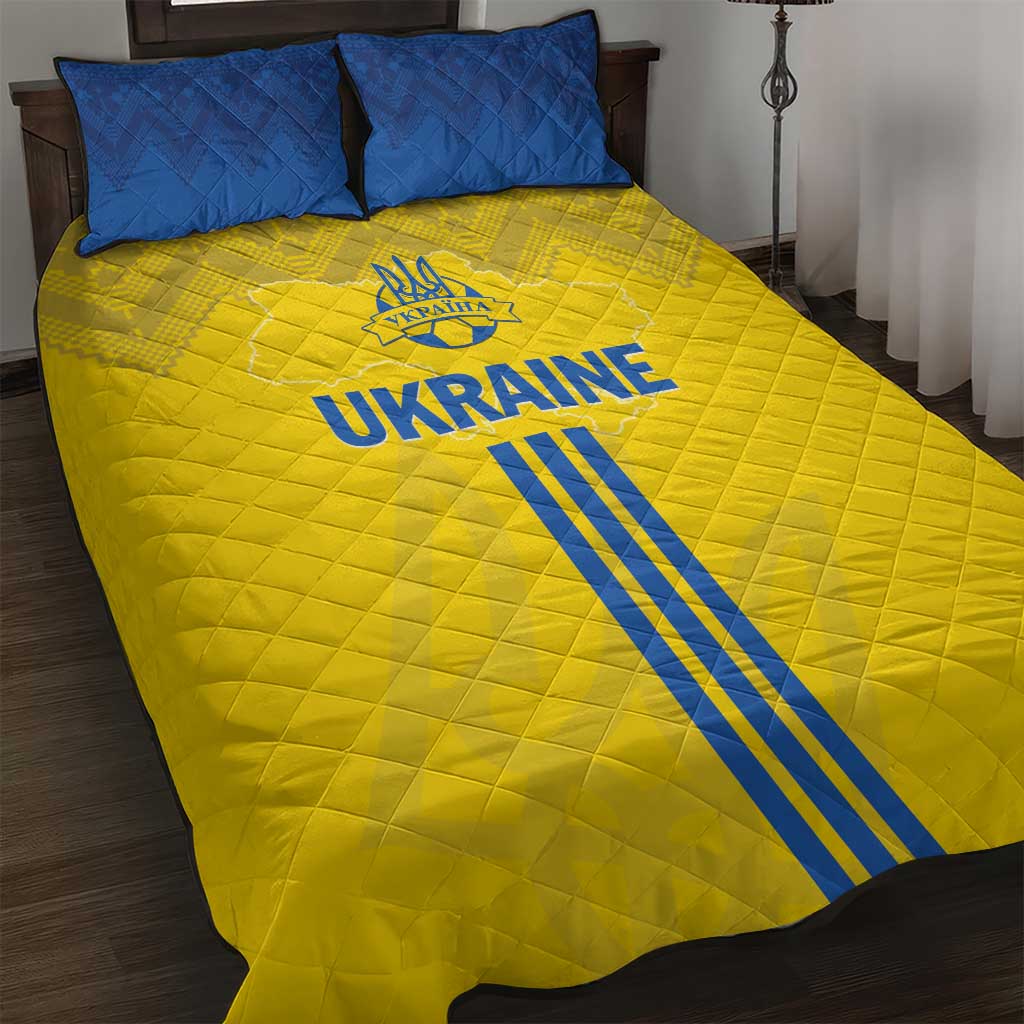 Ukraine 2024 Football Quilt Bed Set Ukrainian Folk Pattern - Wonder Print Shop