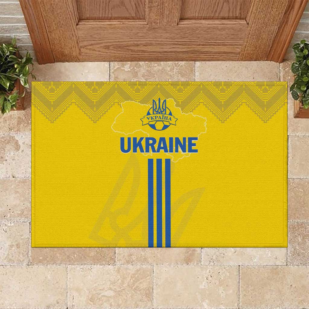 Ukraine 2024 Football Rubber Doormat Ukrainian Folk Pattern - Wonder Print Shop