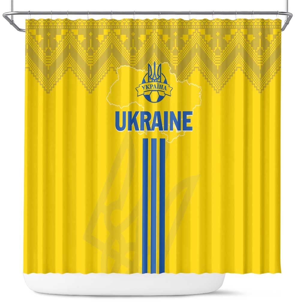 Ukraine 2024 Football Shower Curtain Ukrainian Folk Pattern