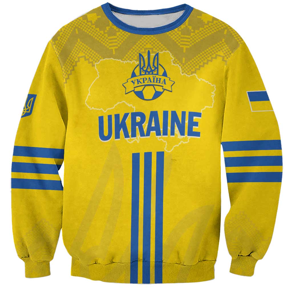 Custom Ukraine 2024 Football Sweatshirt Ukrainian Folk Pattern - Wonder Print Shop