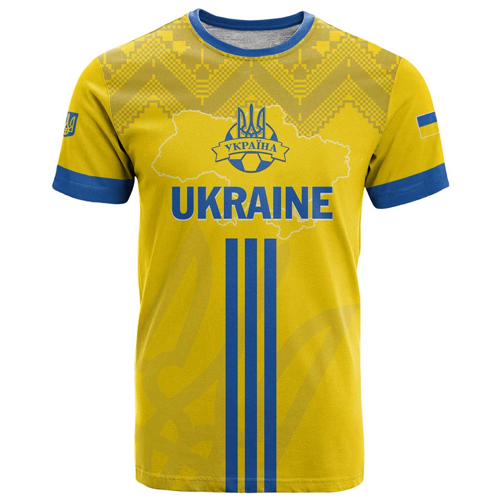 Custom Ukraine 2024 Football T Shirt Ukrainian Folk Pattern