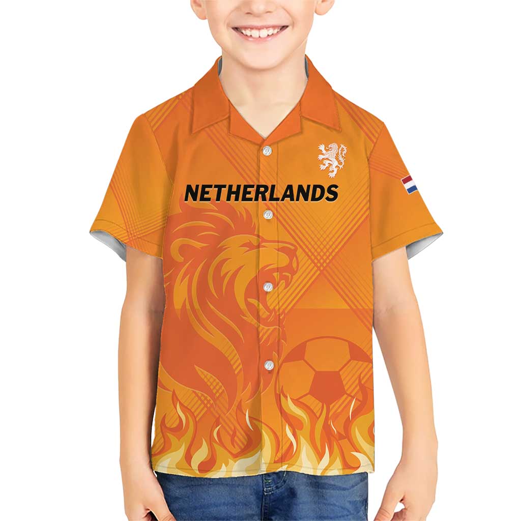 Custom Netherlands 2024 Football Kid Hawaiian Shirt Holland Oranje Lions - Wonder Print Shop