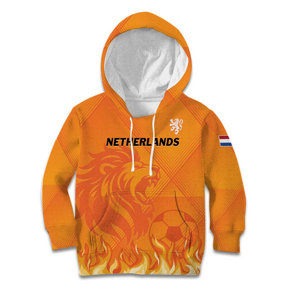 Custom Netherlands 2024 Football Kid Hoodie Holland Oranje Lions - Wonder Print Shop