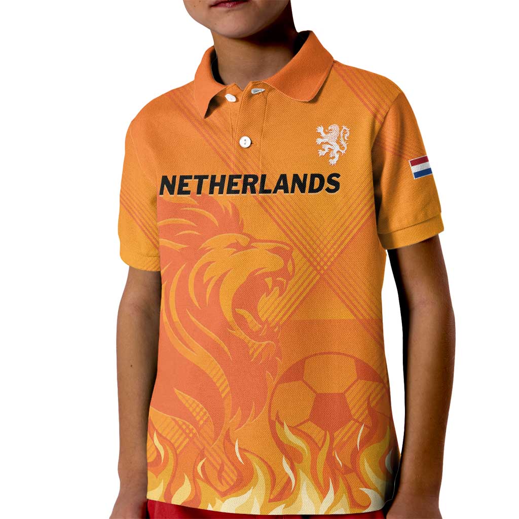 Custom Netherlands 2024 Football Kid Polo Shirt Holland Oranje Lions - Wonder Print Shop