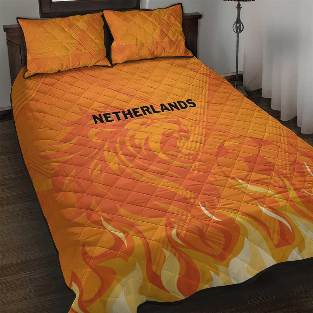 Netherlands 2024 Football Quilt Bed Set Holland Oranje Lions