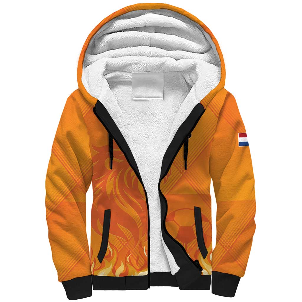 Custom Netherlands 2024 Football Sherpa Hoodie Holland Oranje Lions