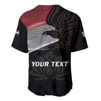 Personalized black baseball jersey with gold eagle graphic and 'YOUR TEXT' print