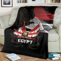 Black eagle graphic blanket showing red banner, gray waves, and 'EGYPT' in white letters