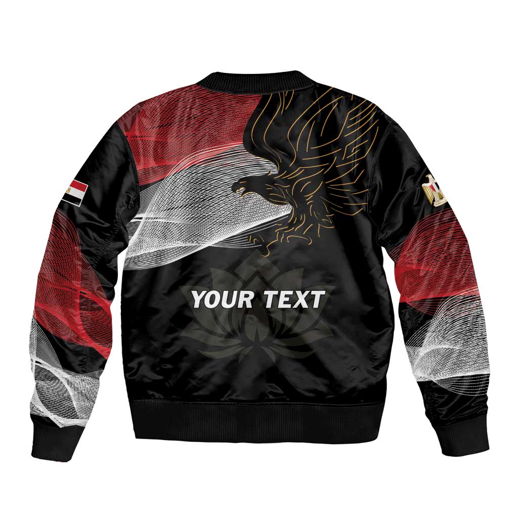 Unisex black bomber jacket with back print eagle and customizable text panel