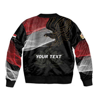 Unisex black bomber jacket with back print eagle and customizable text panel