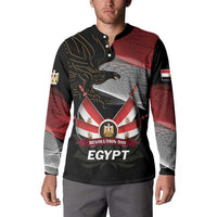 Black henley sweatshirt with full eagle emblem and 'REVOLUTION DAY EGYPT' on chest