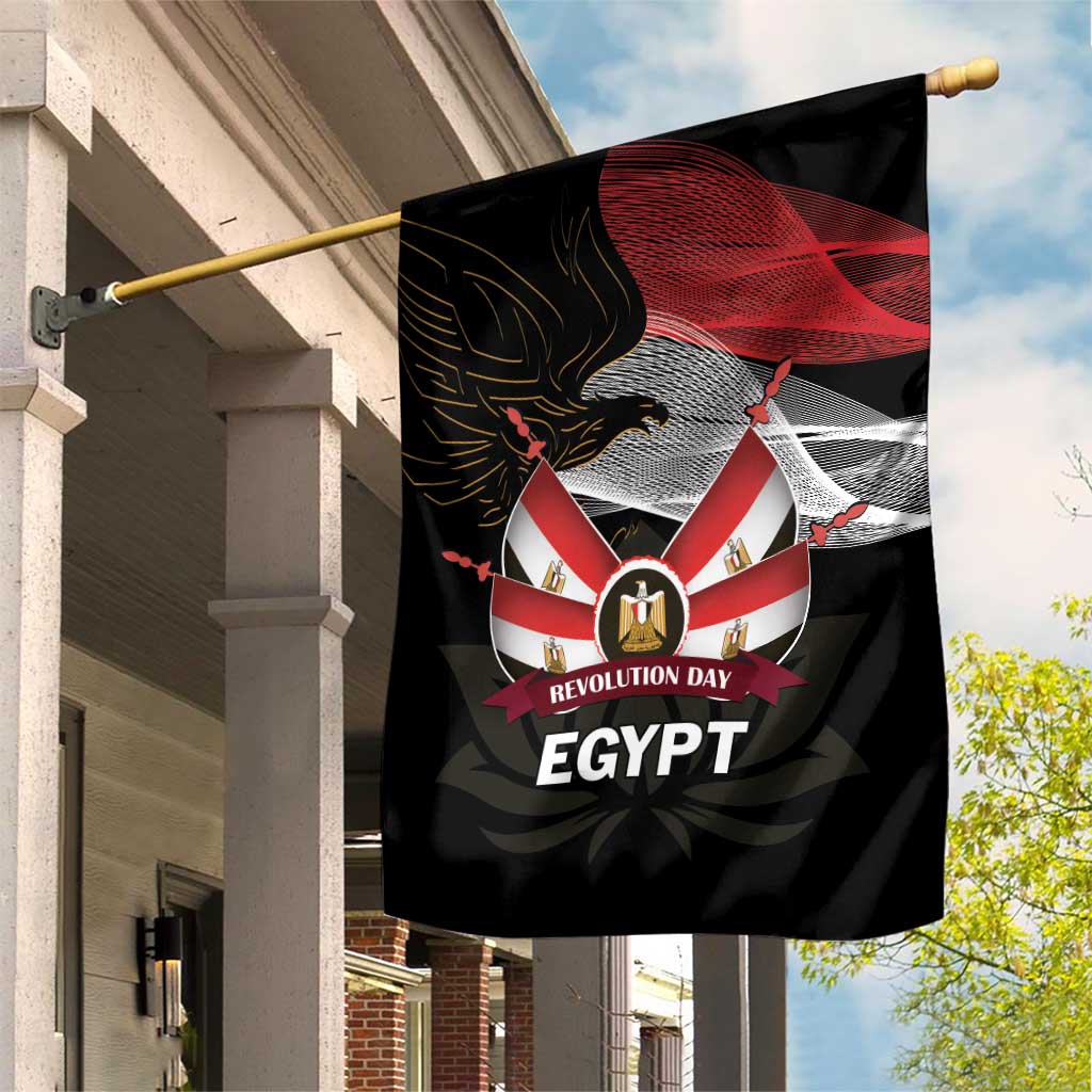 Egypt Revolution Day Garden Flag Steppe Eagle Lotus Flower - Wonder Print Shop