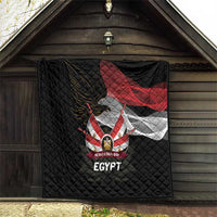 Black quilt blanket with diamond quilting, Egypt eagle flag graphic with 'REVOLUTION DAY' badge