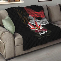Black quilt blanket with diamond quilting, Egypt eagle flag print and 'EGYPT' text