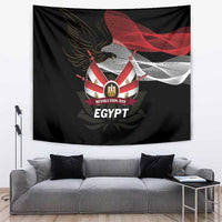 Black wall tapestry with eagle emblem and “Revolution Day Egypt” design