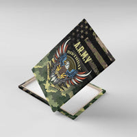 Angled canvas wall art featuring A.R.M.Y Birthday eagle over green camouflage