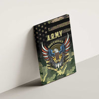 Tilted canvas wall art: A.R.M.Y Birthday eagle logo on camouflage stars-and-stripes