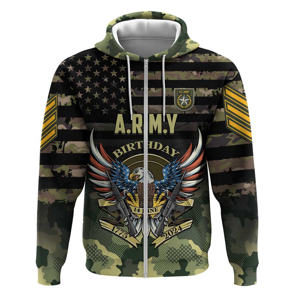 Personalized ARMY Birthday 2024 Zip Hoodie US 249th Anniversary - Wonder Print Shop