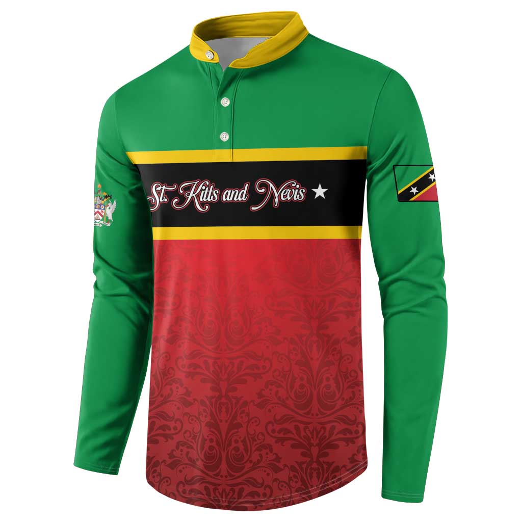 Personalized Saint Kitts and Nevis Royal Pattern Button Sweatshirt - Wonder Print Shop