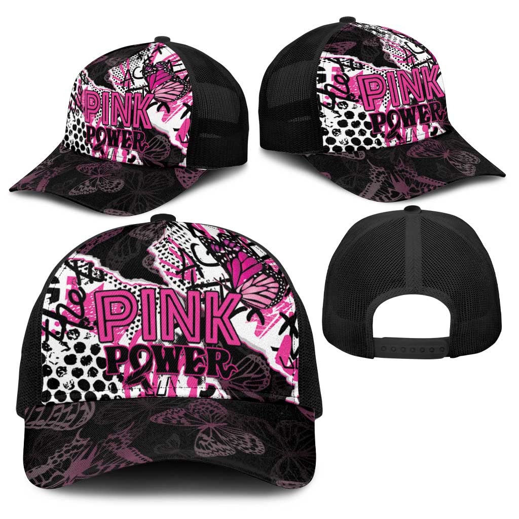Pink Power Graffiti Baseball Net Cap Breast Cancer Awareness - Wonder Print Shop