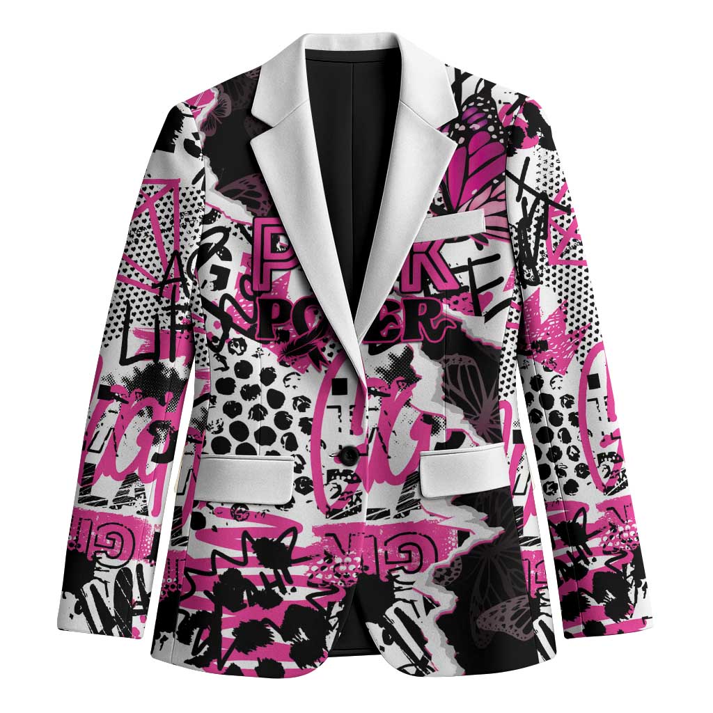 Personalized Pink Power Graffiti Blazer Breast Cancer Awareness - Wonder Print Shop