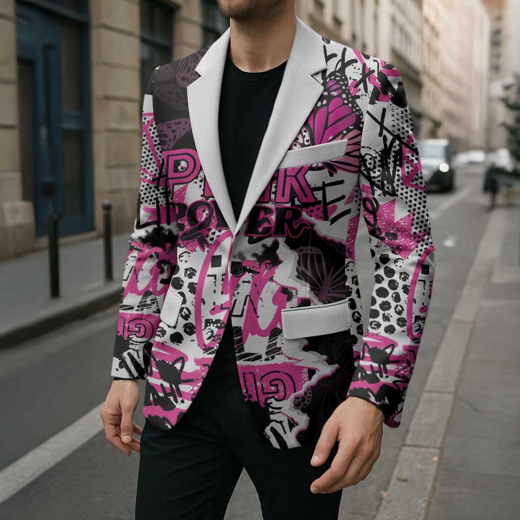 Personalized Pink Power Graffiti Blazer Breast Cancer Awareness - Wonder Print Shop