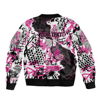 Personalized Pink Power Graffiti Bomber Jacket Breast Cancer Awareness - Wonder Print Shop