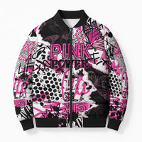 Personalized Pink Power Graffiti Bomber Puffer Jacket Breast Cancer Awareness - Wonder Print Shop