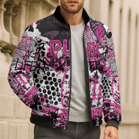 Personalized Pink Power Graffiti Bomber Puffer Jacket Breast Cancer Awareness - Wonder Print Shop