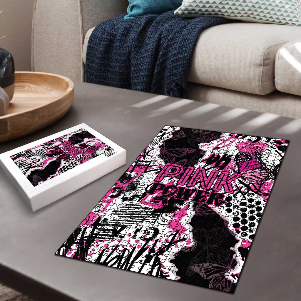 Pink Power Graffiti Puzzle Breast Cancer Awareness - Wonder Print Shop